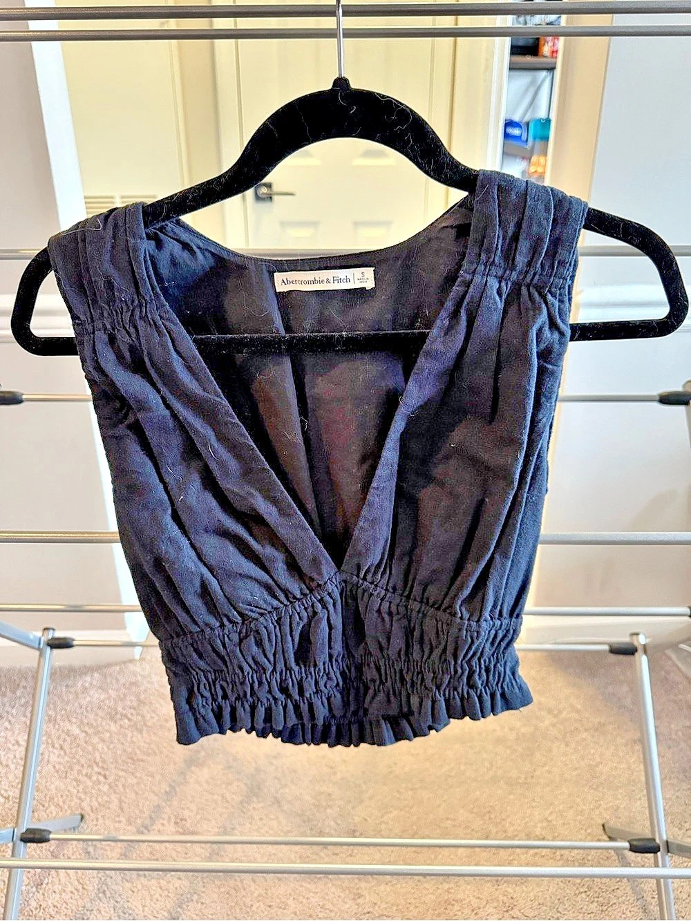 Abercrombie & Fitch 100% Cotton Tie-Back Smocked Top